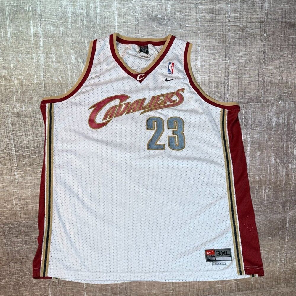 Nike Cleveland Cavaliers LeBron James #23 NBA Jersey White Red Gold 3XL XXXL